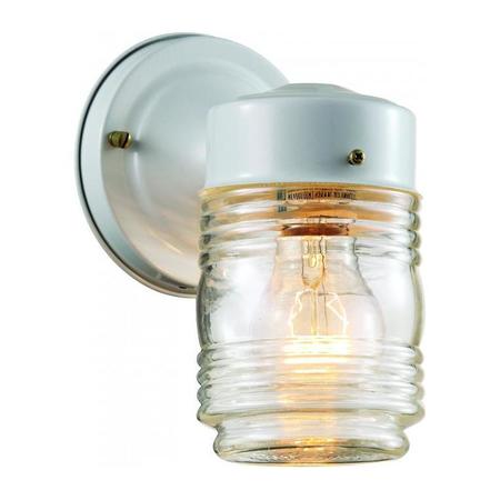 TRANS GLOBE One Light White Clear Ribbed Jar Glass Wall Light 4900 WH